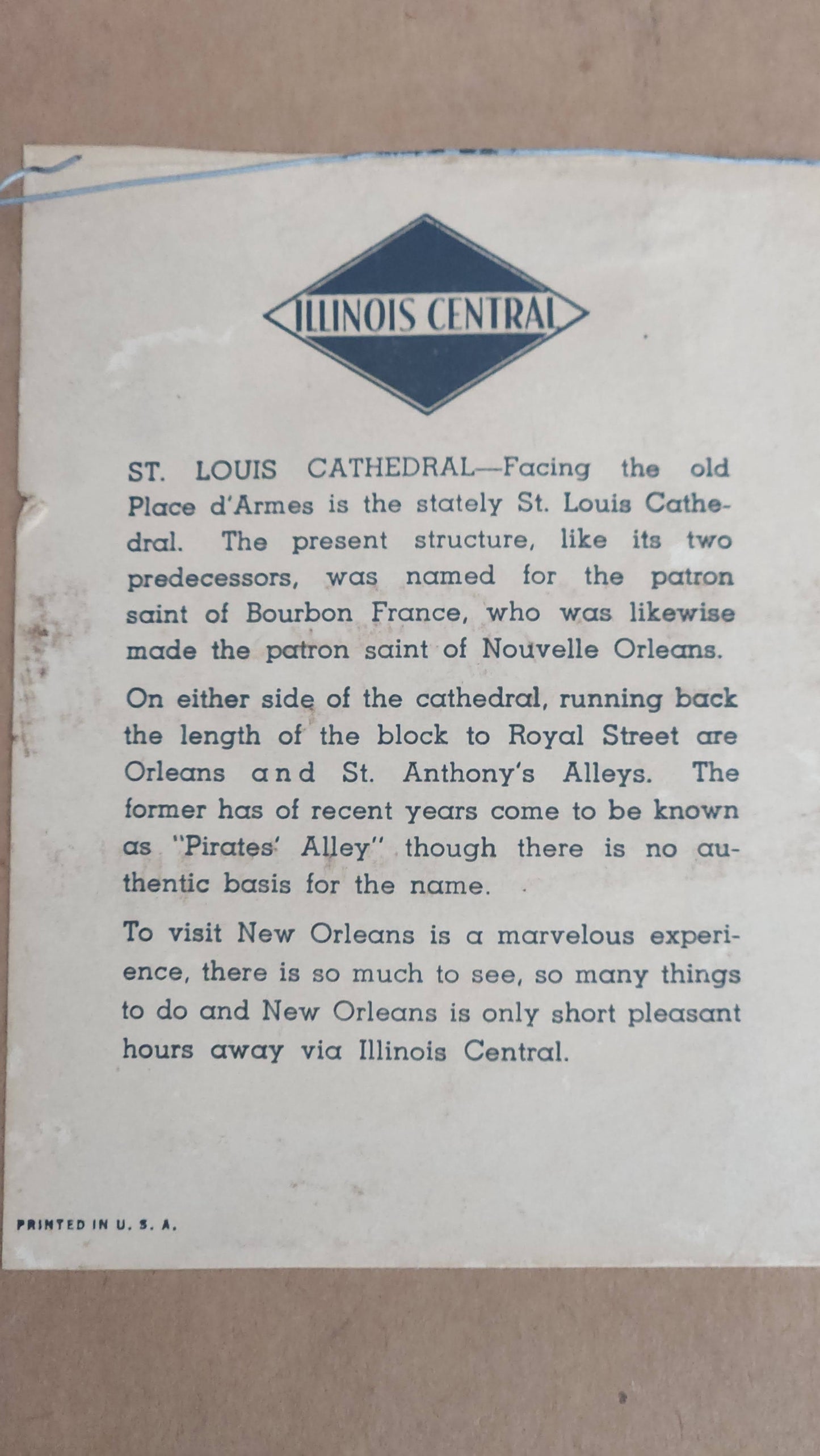 Vintage St. Louis Cathedral Engraving New Orleans