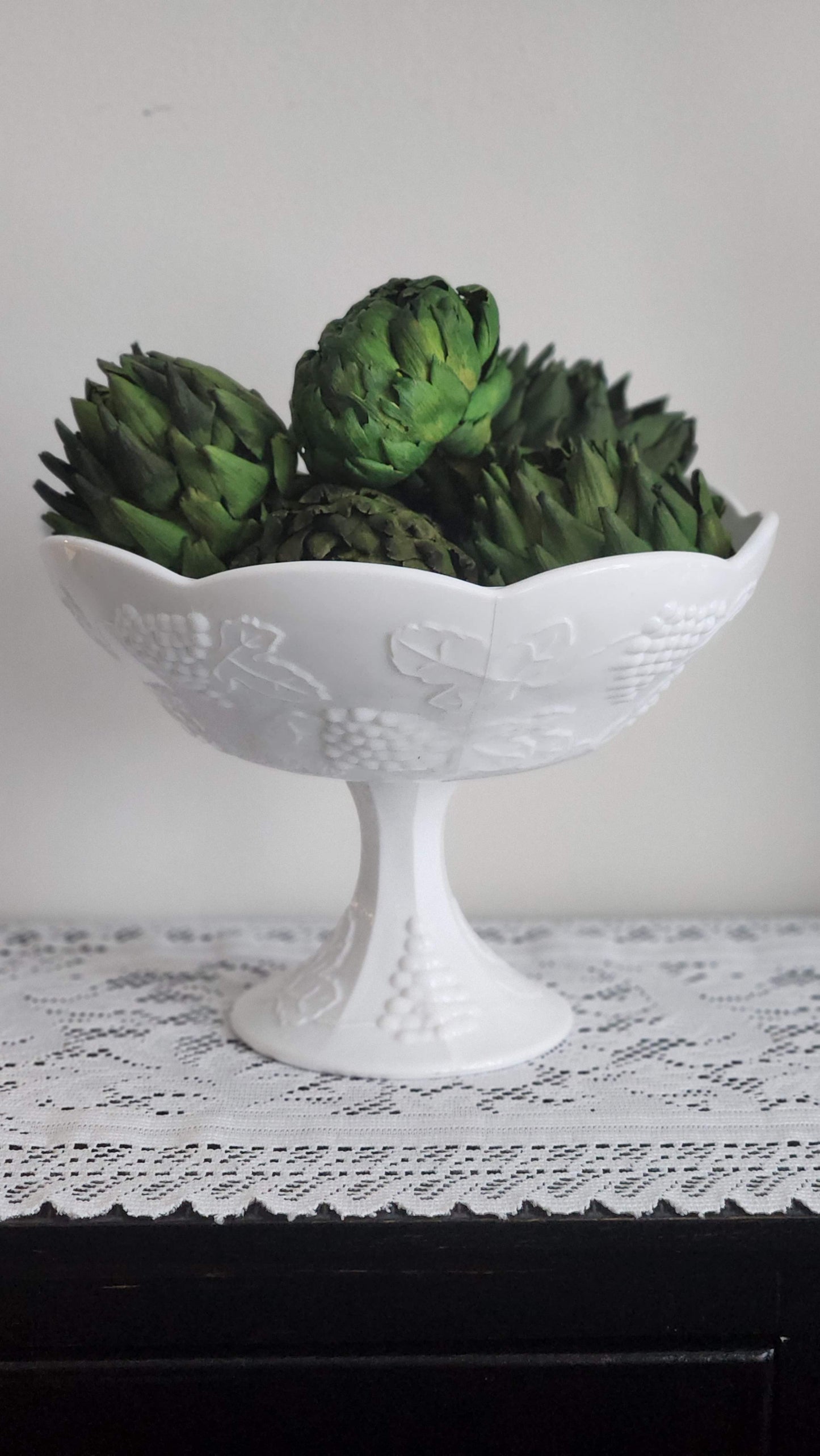 Westmoreland Paneled Grape Milk Glass Compote