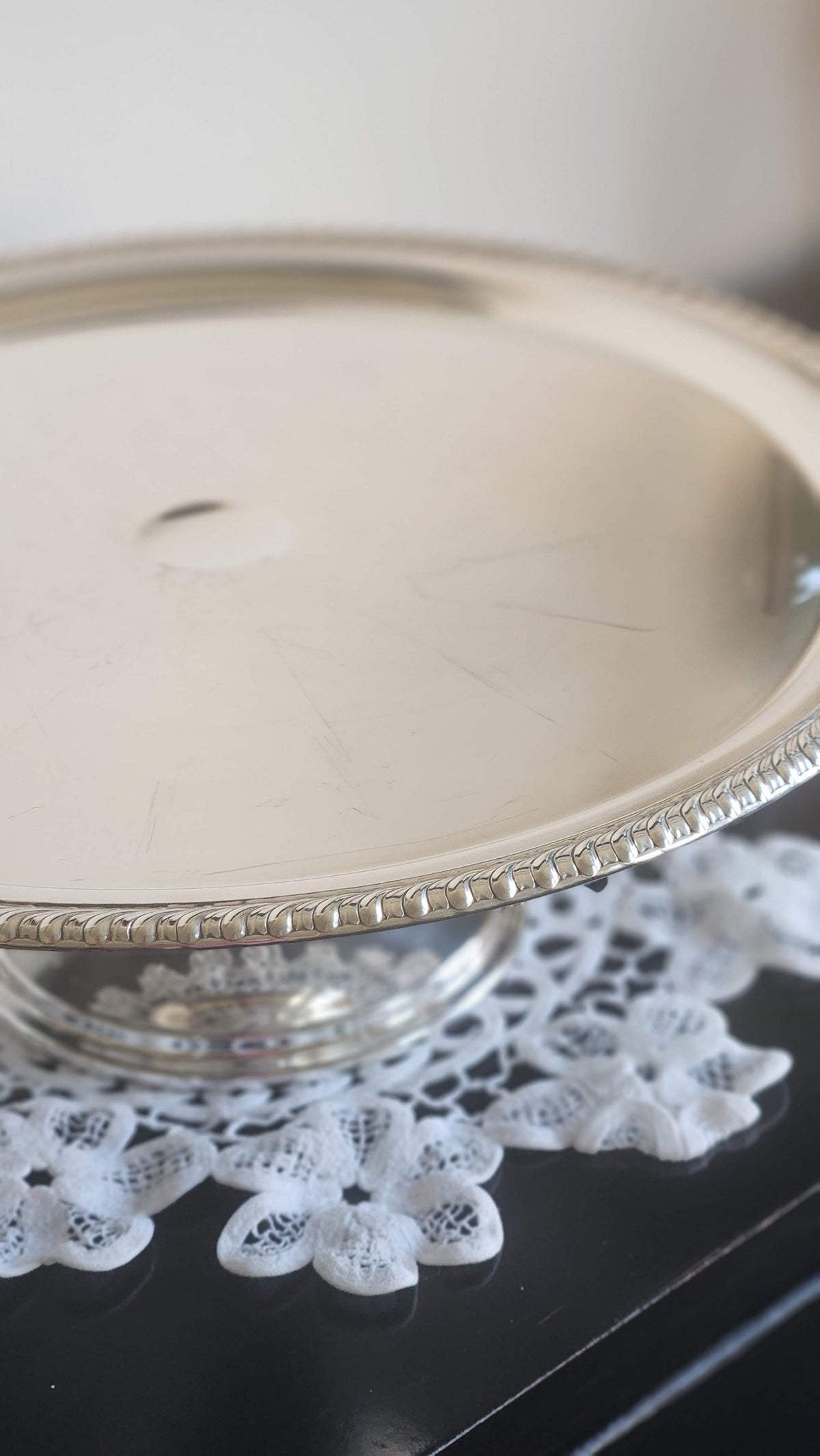 Vintage Silverplate Pedestal Cake Stand | Gadroon Edge Cake Plate