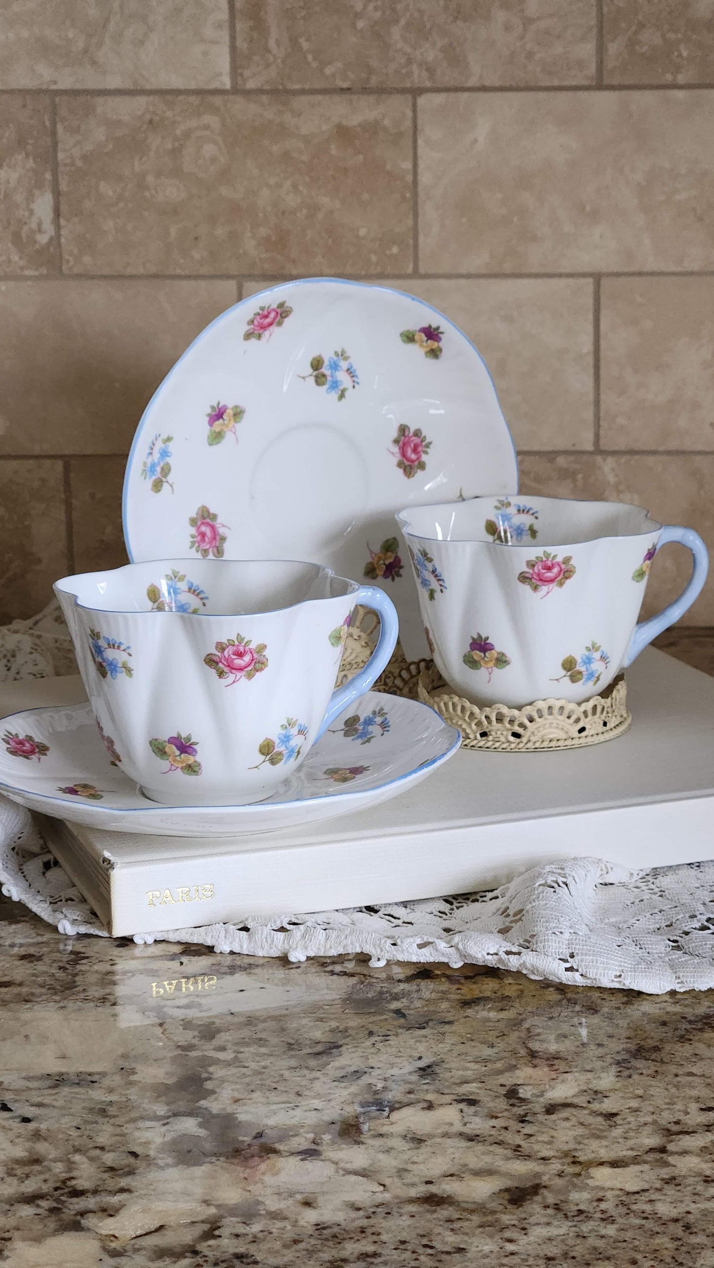 Shelley Forget Me Knot Teacups (pair)