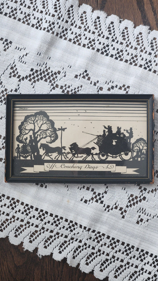 Vintage Framed Silhouette Artwork - Coaching Days