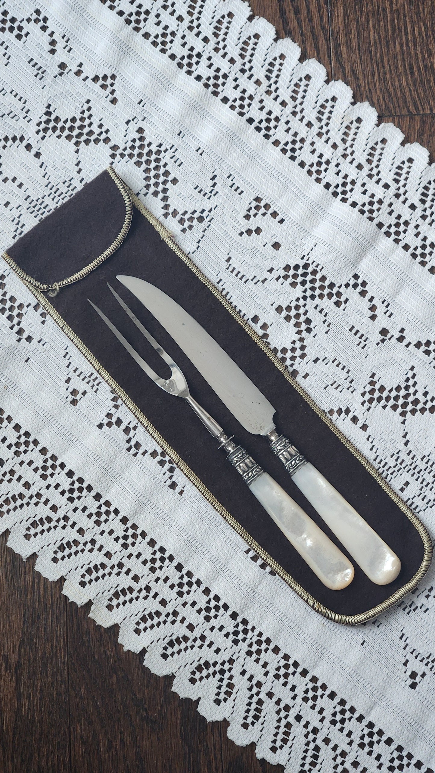 Sterling Silver & Mother of Pearl Handle Serving Set - 1857 A.S. Co. World Brand