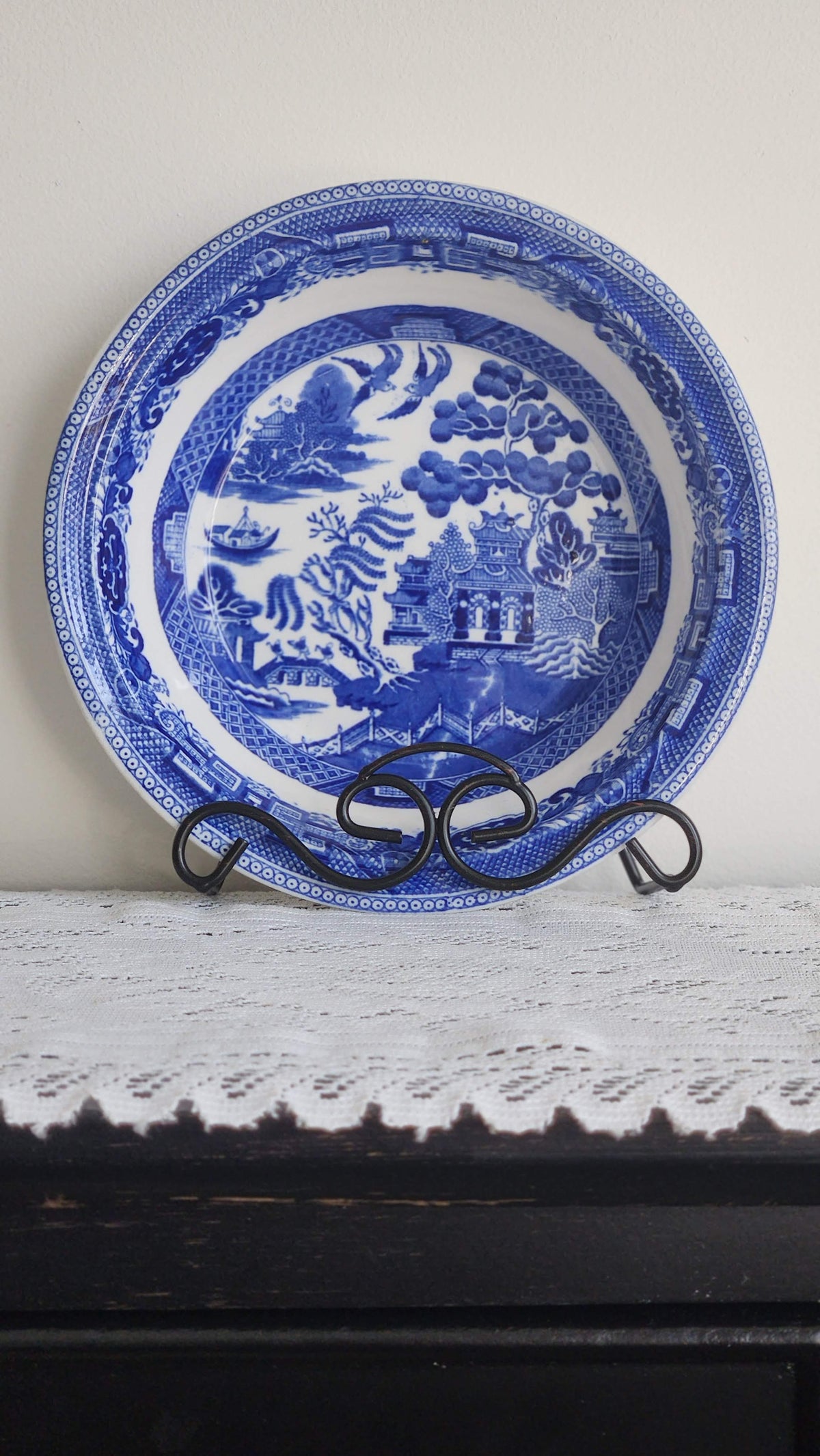 Round Blue Willow Wedgwood Bowl with Rim - England