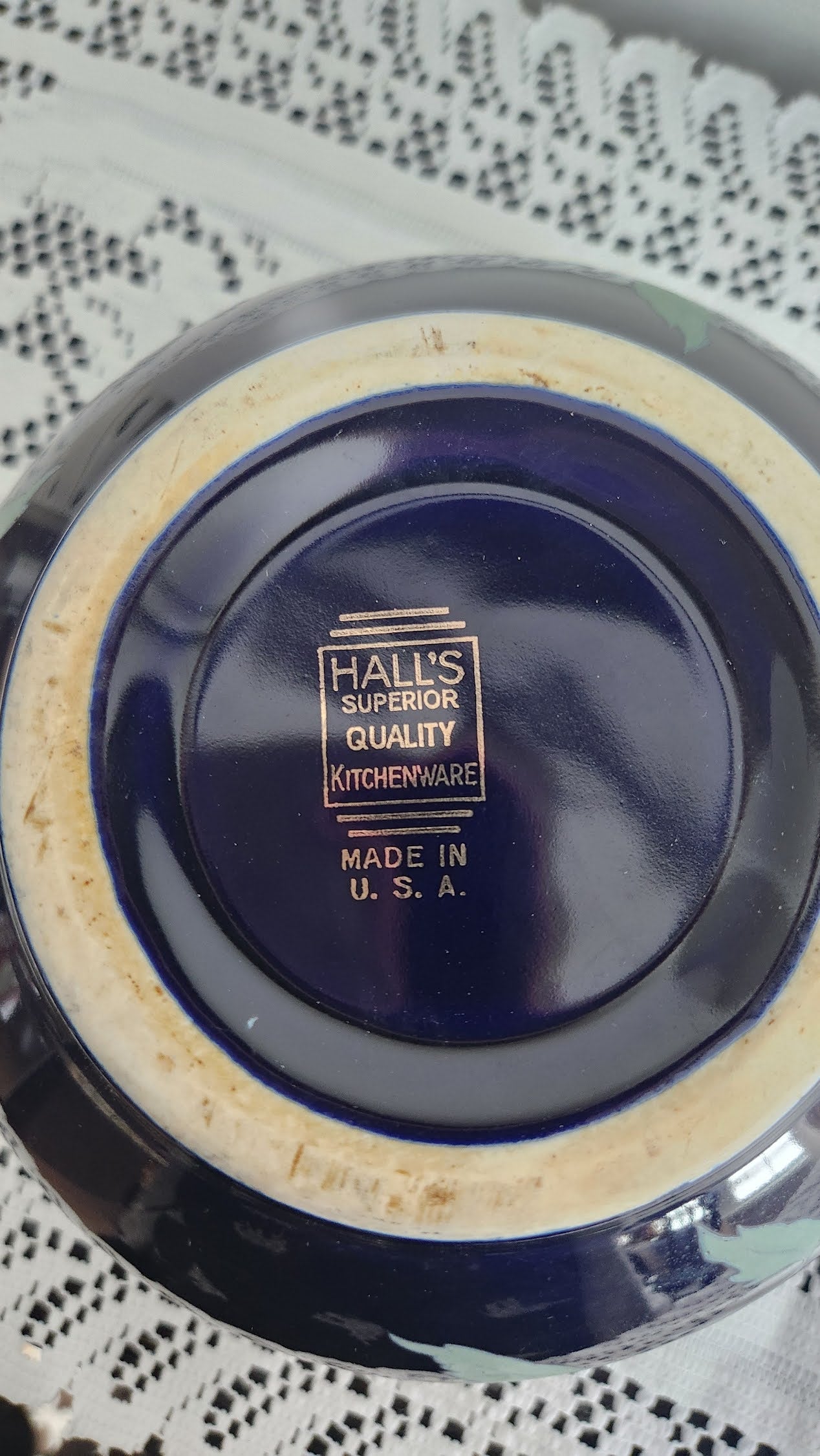 Hall's Blue Garden Bowl - USA Made Pottery