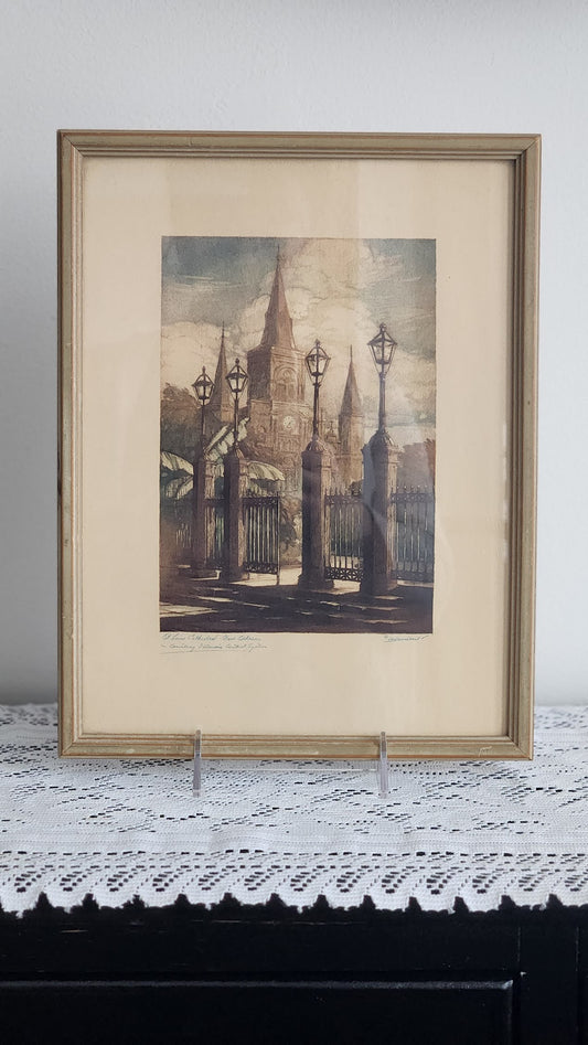 Vintage St. Louis Cathedral Engraving New Orleans