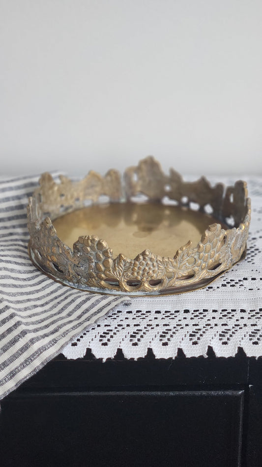Vintage Solid Brass Gallery Tray