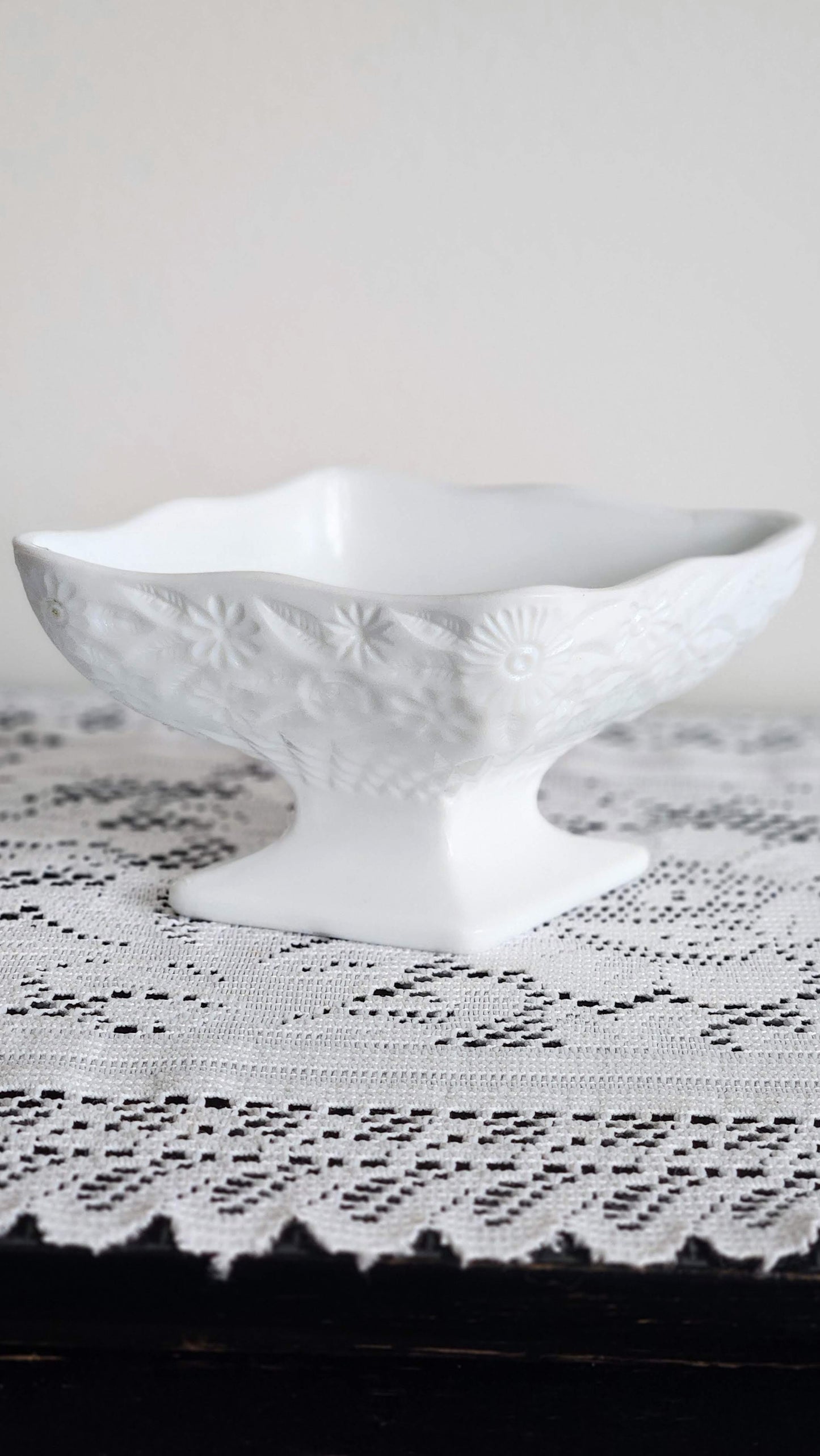 Vintage Milk Glass Footed Dish