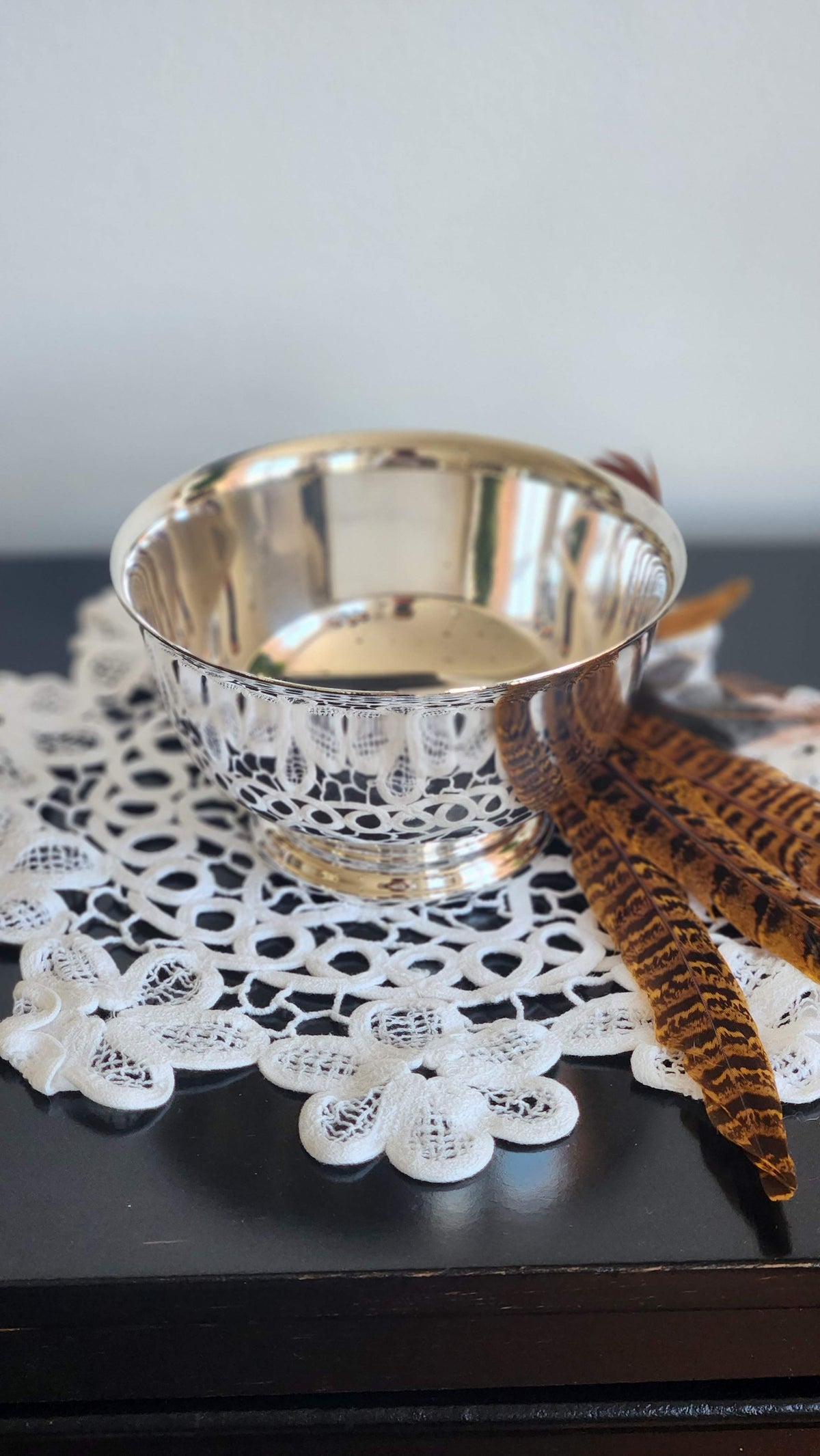 Vintage International Silver Co. Silverplate Paul Revere Style Bowl, 5”, Original Label